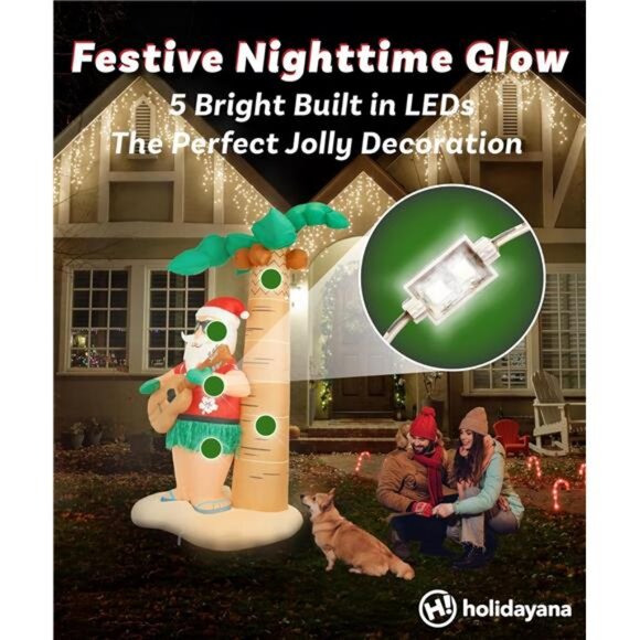 Christmas Inflatable. 8ft Hula Santa on Beach Giant Christmas Inflatable - Picture 3 of 7